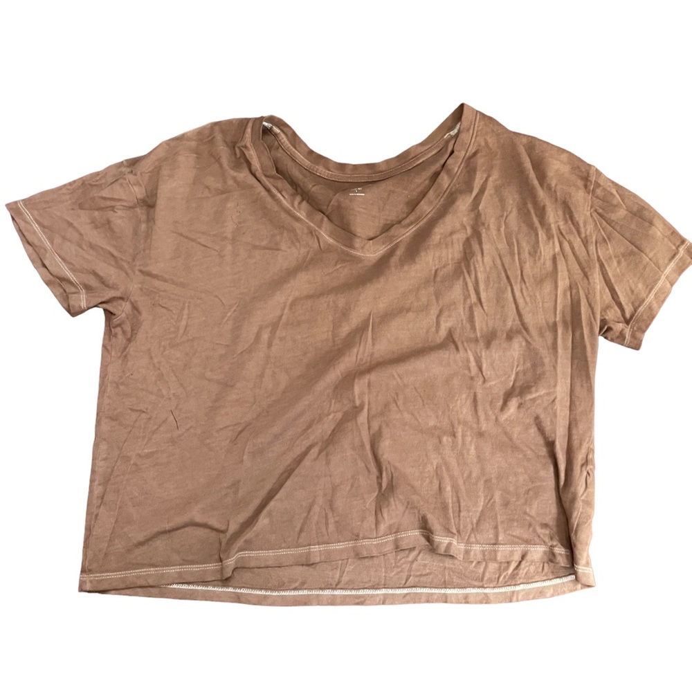 V-Neck Brown Cropped Tee Size Large Old Navy (3 for $15)